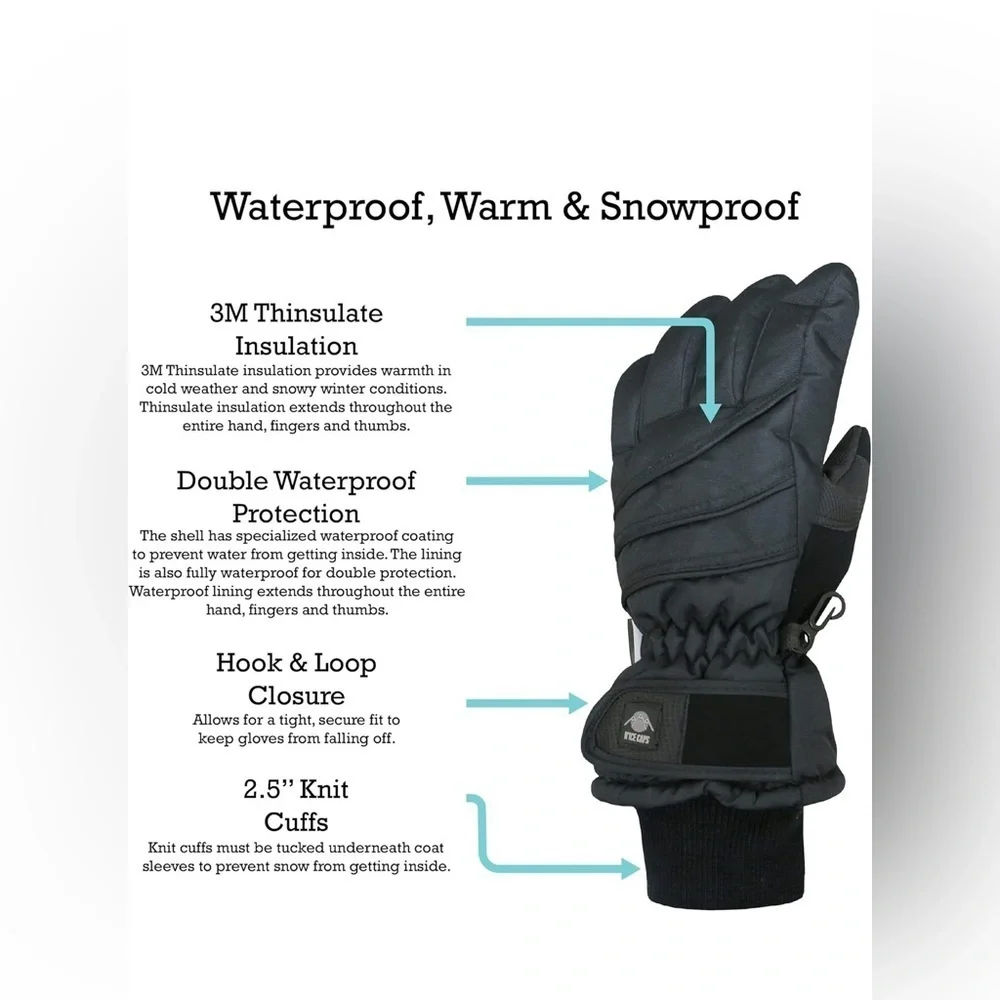 NWT N'Ice Caps Kids Waterproof Winter Thinsulate Warm Gloves